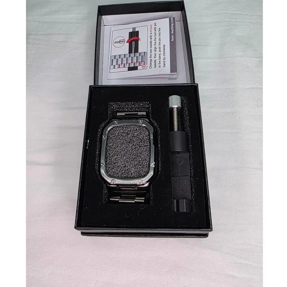 Gray Stainless Steel Band & Case for Apple Watch 42mm 44mm